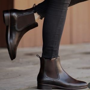 Thursday womens duchess black coffee leather ankle handmade boots size 11